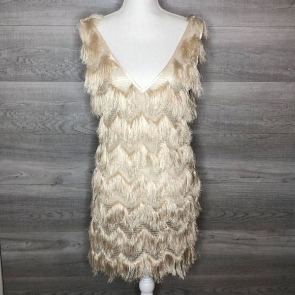 champagne fringe dress